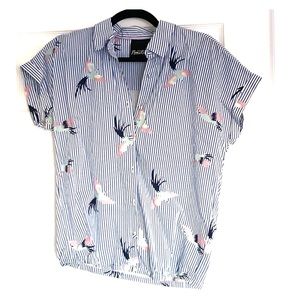 Tropical button down top